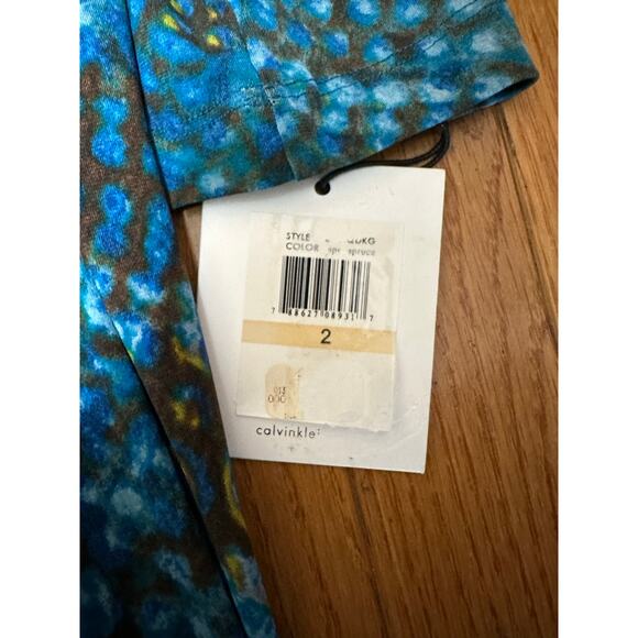 Calvin Klein Blue Animal Print Sheath Dress Size 2 NWT - Picture 4 of 8